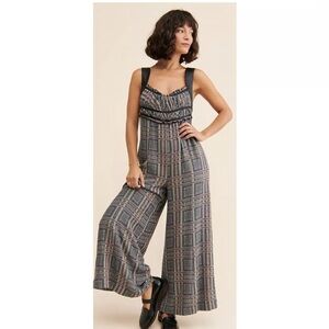 Free People Marley Plaid Jumpsuit -
Leather and plaid Sz Sm NWOT